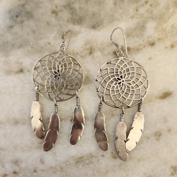 Sterling silver and turquoise earrings - Picture 3 of 8